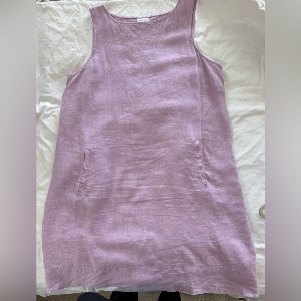 J. Jill Purple Sheath Linen Dress Sleeveless Scoop Neck Casual